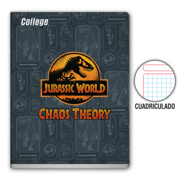 CUADERNO CUADRICULADO A4 DISEÑO COLLEGE JURASSIC